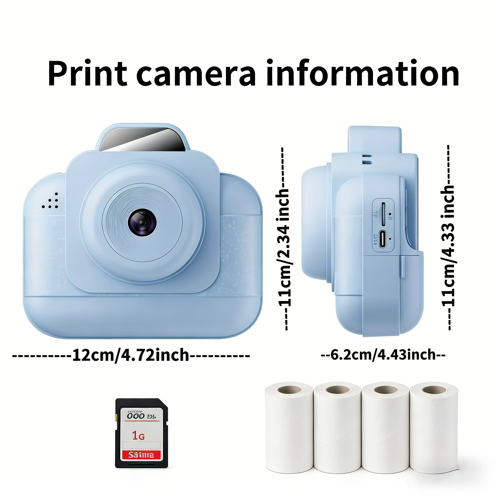 Photo Printer - Impresora fotográfica portátil (azul) con batería